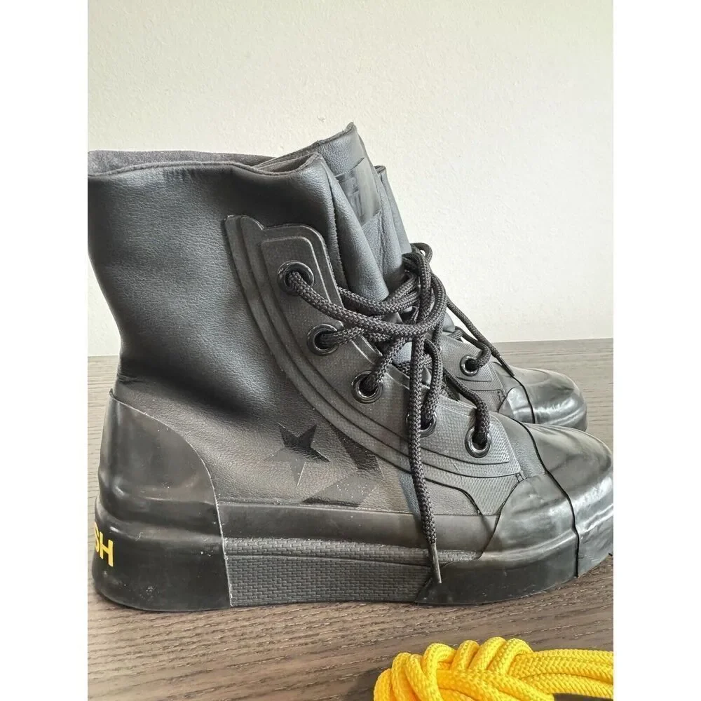 Converse Ambush Pro Leather High Top Women's 5.5 Triple Black Rubberized Sneaker - Picture 3 of 8